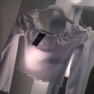 Angel Off the Shoulder White Crop Top